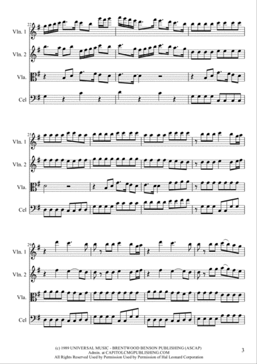 Lord, I Lift Your Name On High String Quartet scores gallery preview page 3
