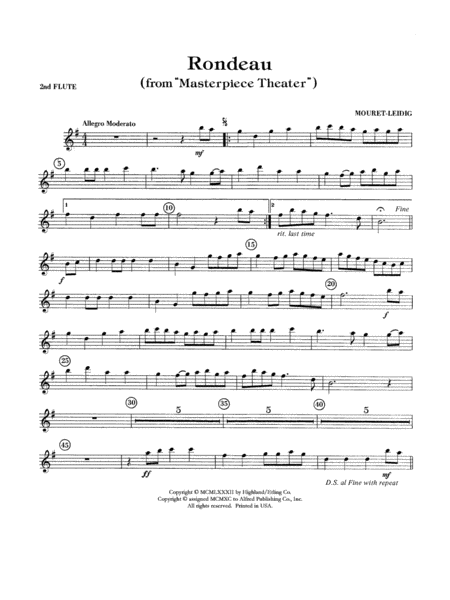 Rondeau (Theme from Masterpiece Theatre): 2nd Flute