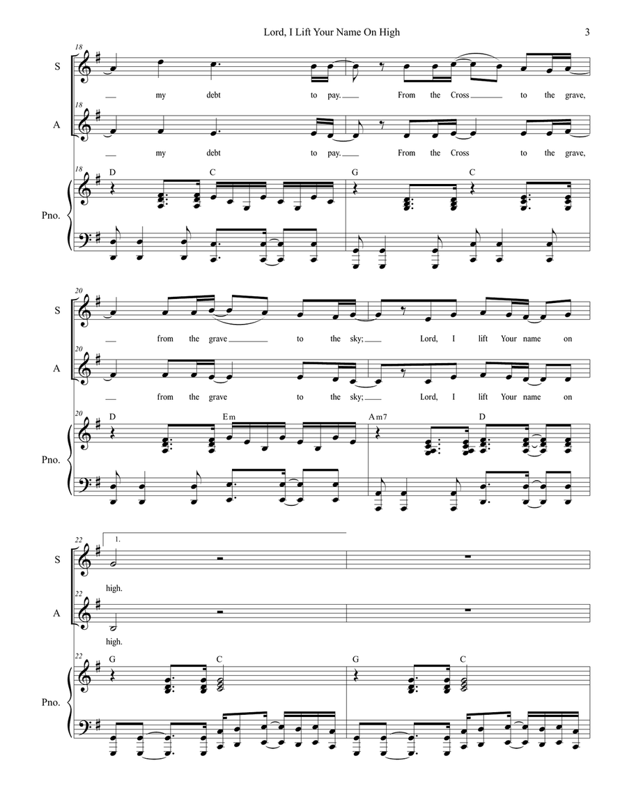 Lord, I Lift Your Name On High Vocal Duet scores gallery preview page 3
