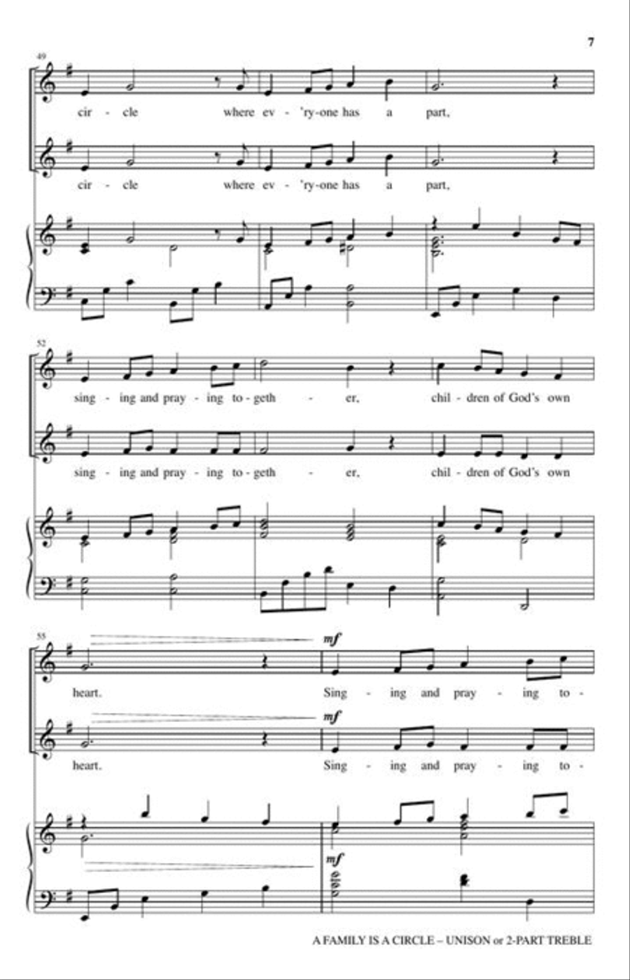 A Family Is a Circle A Family Is a Circle Unison Choir scores gallery preview page 5