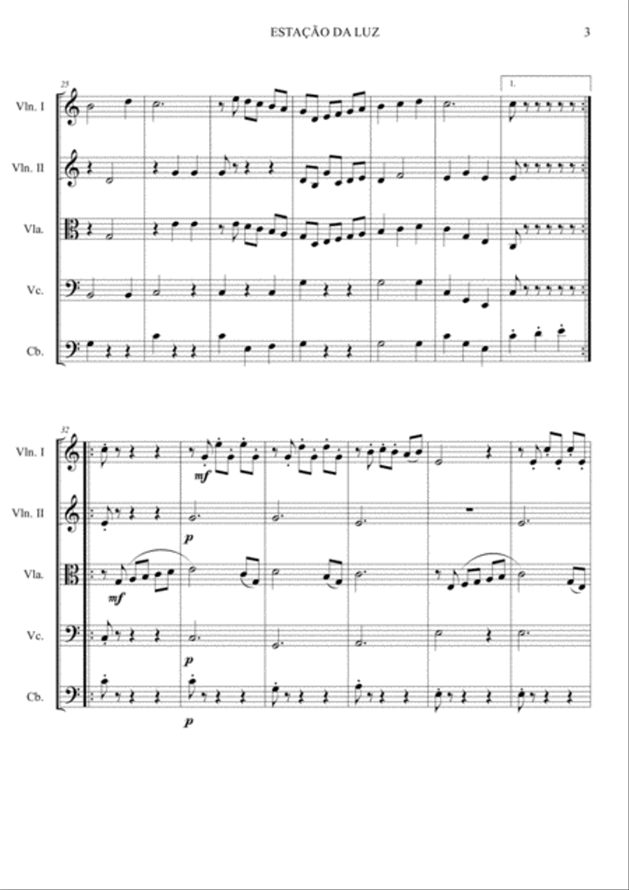 Classical composition for string quintet, with medium level execution at the beginning and end of th String Quintet scores gallery preview page 3