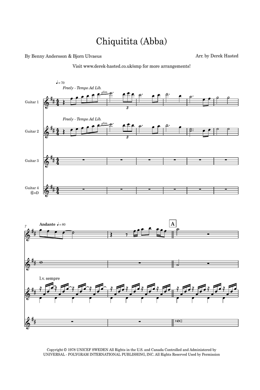 Chiquitita Guitar Ensemble scores gallery preview page 4