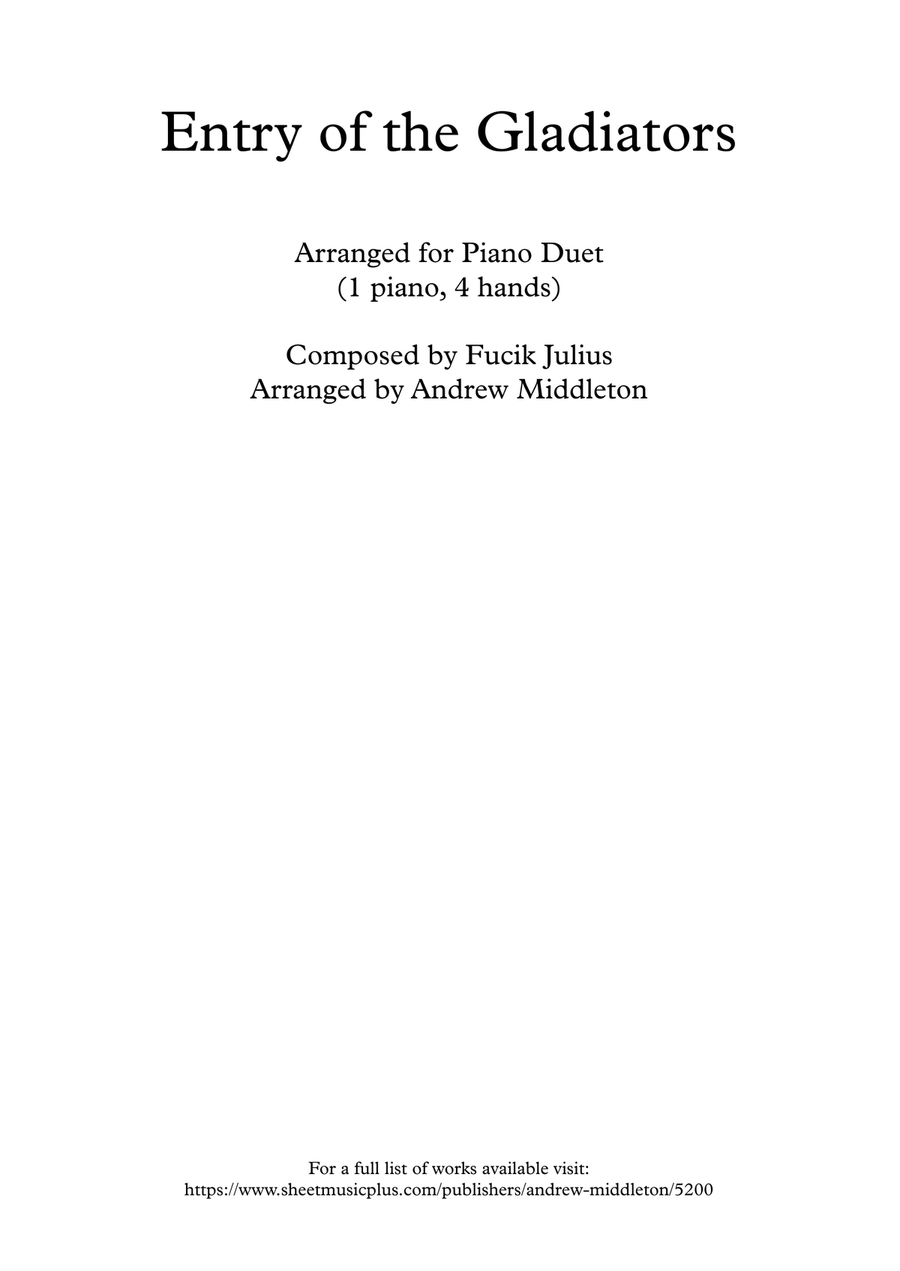 Entry of the Gladiators arranged for Piano Duet Piano Duet scores gallery preview page 1