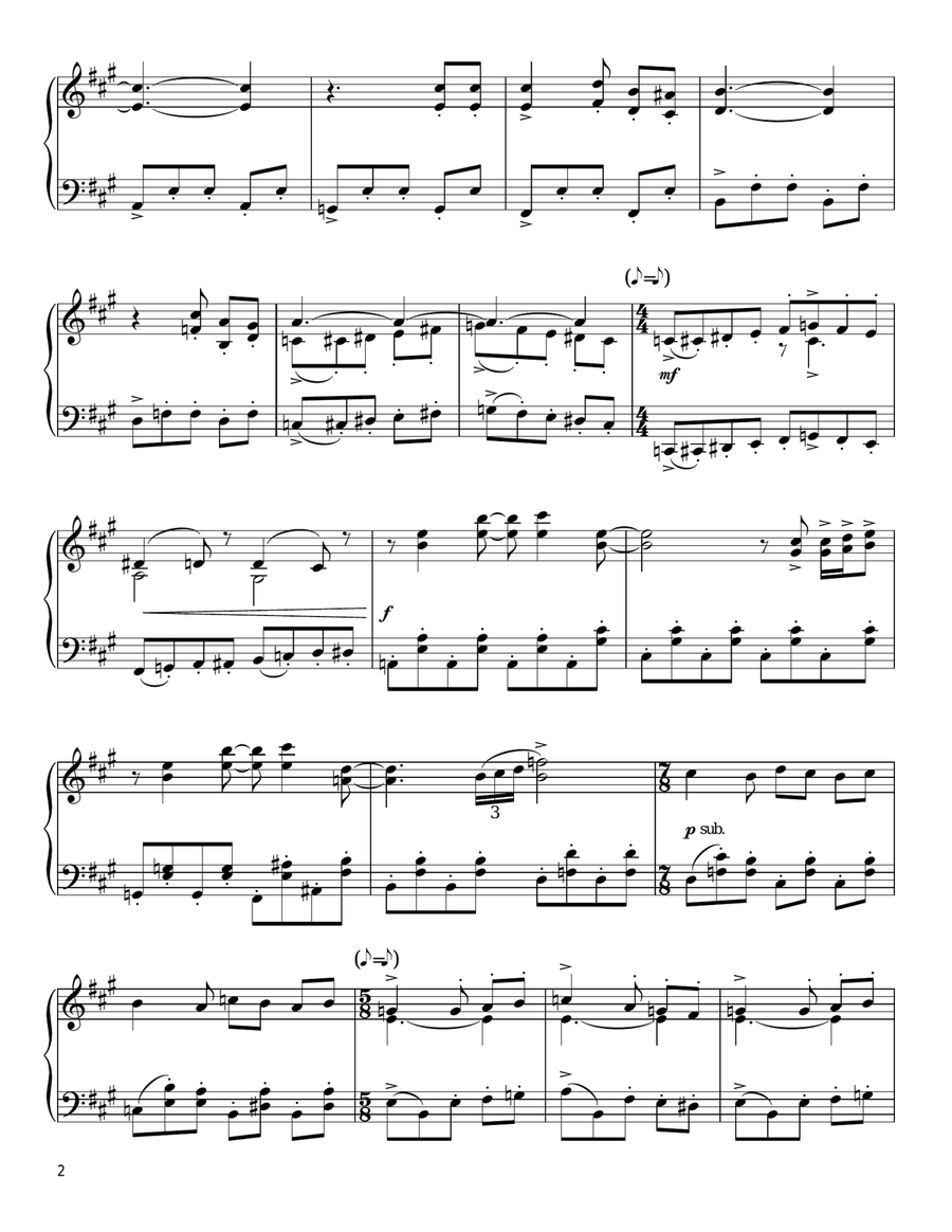All By Myself (in the style of Bela Bartok) Piano Solo scores gallery preview page 2