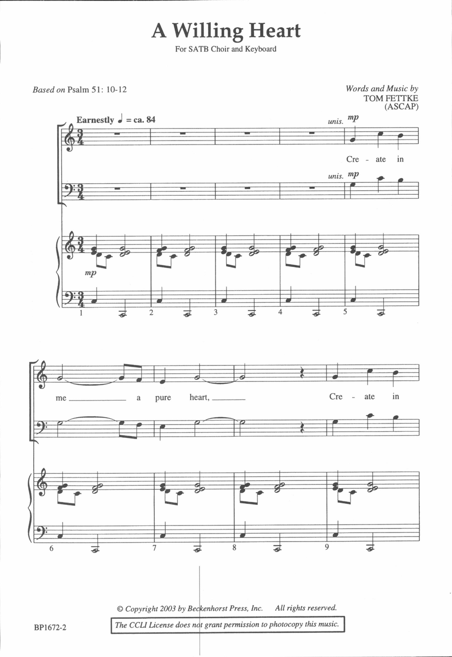 A Willing Heart A Willing Heart 4-Part scores gallery preview page 2