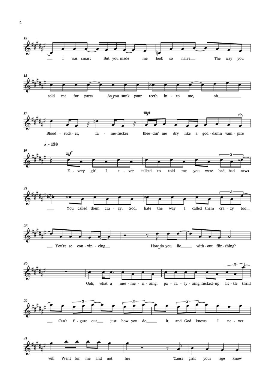 Vampire Piano scores gallery preview page 2