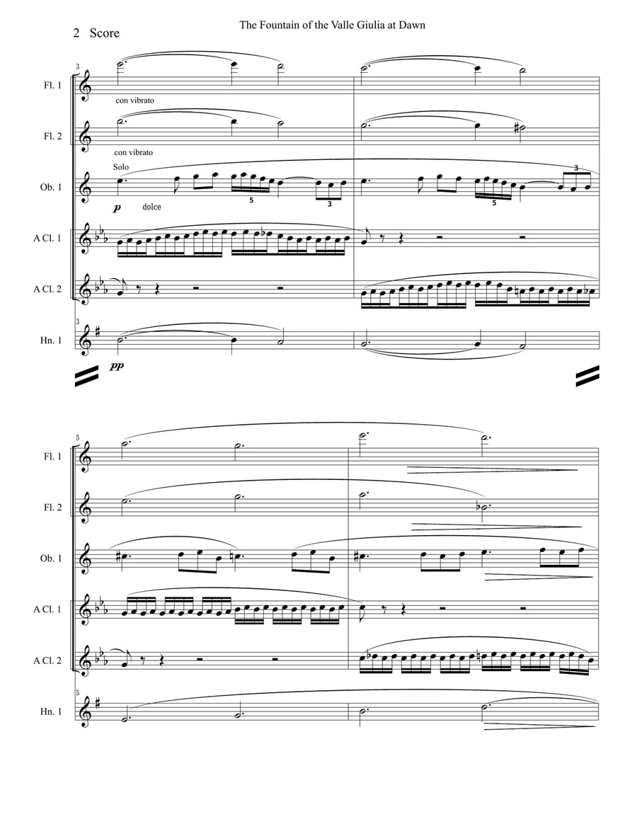Respighi - Fountains of the Valle Giulia - set for Double Woodwind Quintet Woodwind Ensemble scores gallery preview page 3