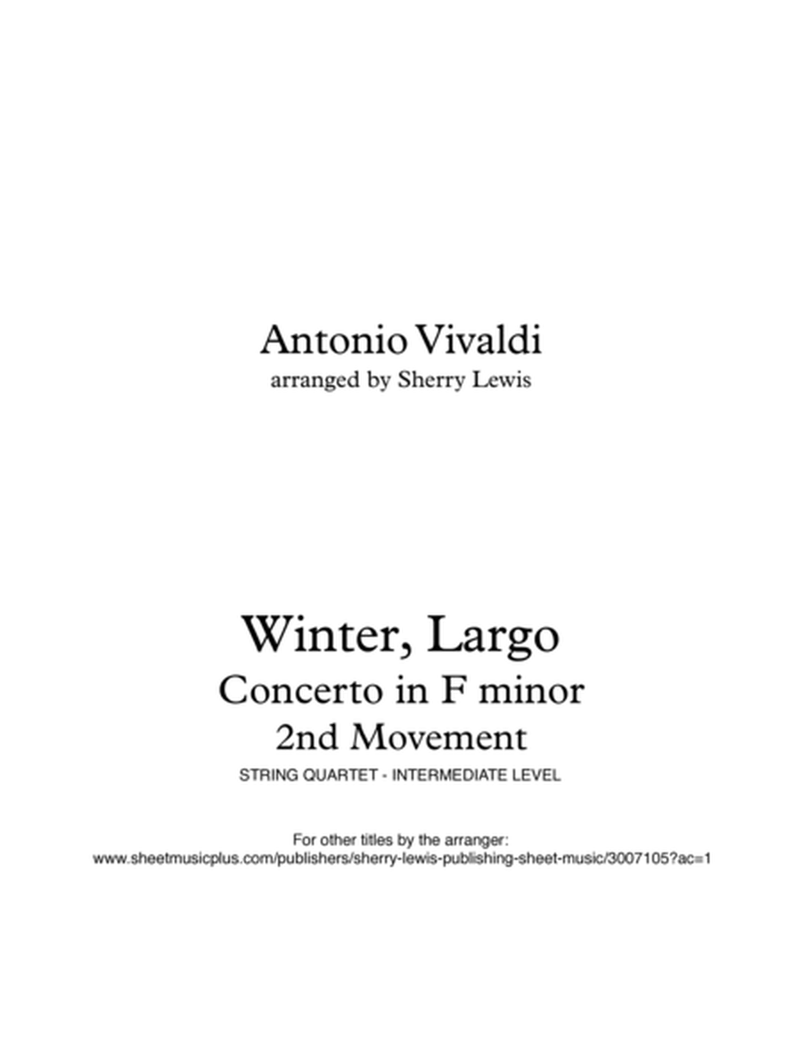 CONCERTO IN F MINOR, WINTER, 2st. Mov. (Largo), String Quartet, Intermediate Level for 2 violins, vi image number null