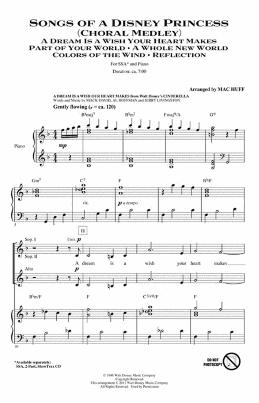 Songs of a Disney Princess (Choral Medley) SSA scores gallery preview page 2