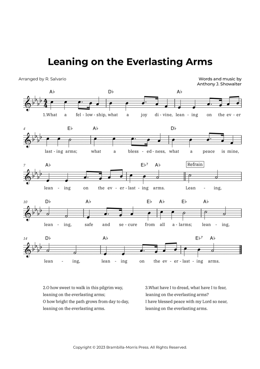 Leaning on the Everlasting Arms (Key of A-Flat Major) Piano scores gallery preview page 1