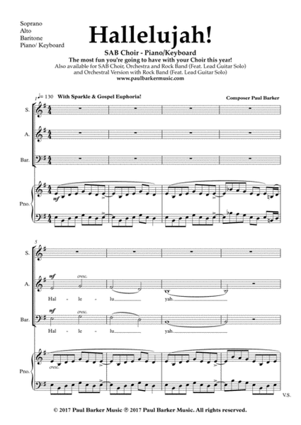 Hallelujah! (SAB Choir/Piano) image number null