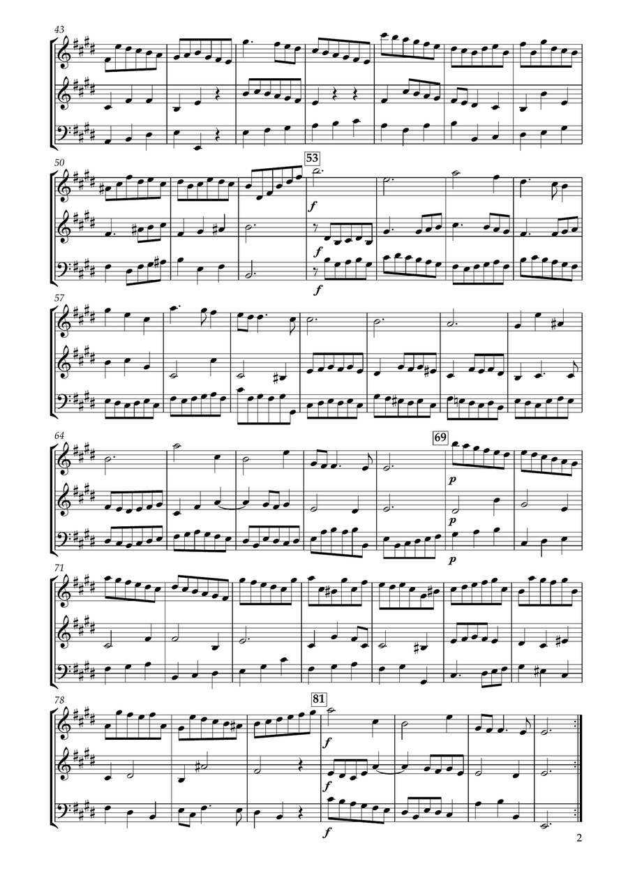 Aria from Concerto Grosso, Op.6-12 HWV330 for Two Violins & Violoncello String Quartet scores gallery preview page 2