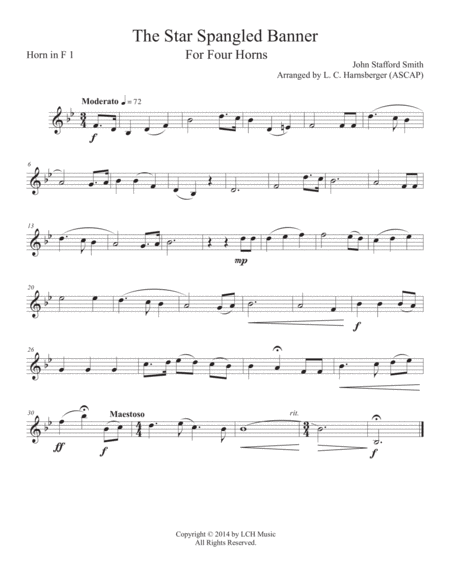 The Star Spangled Banner for Horn Quartet image number null