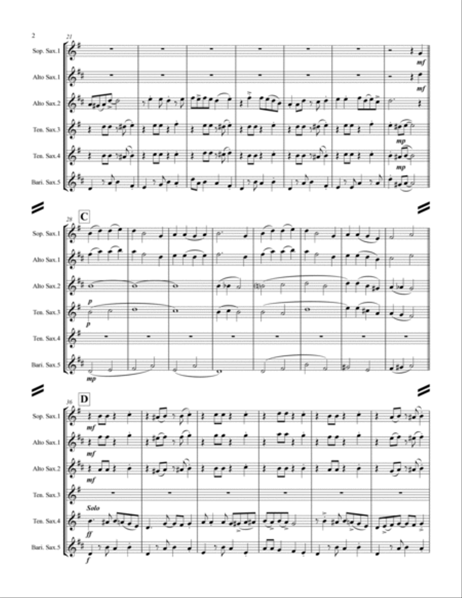 Go Tell it on the Mountain (for Saxophone Quintet SATTB or AATTB) Saxophone Quintet scores gallery preview page 3
