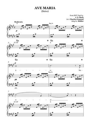 AVE MARIA - Bach/Gounod. For Soloist Bass in A Major with Piano Accompaniment