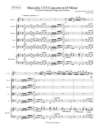Book cover for Marcello Oboe Concerto in G Minor for Alto Saxophone
