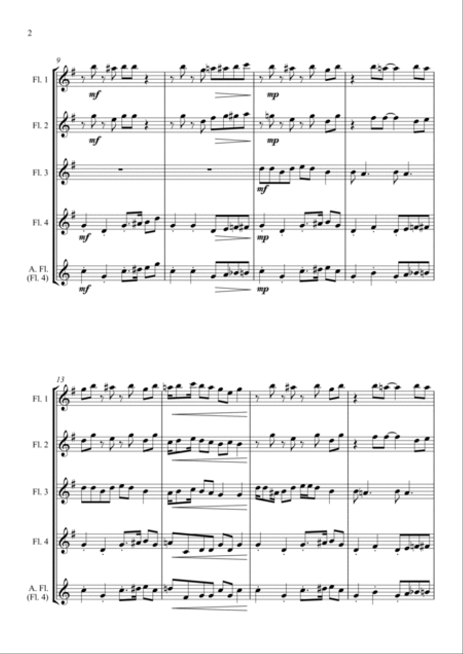 Camptown Races - for Flute Quartet Flute Quartet scores gallery preview page 2