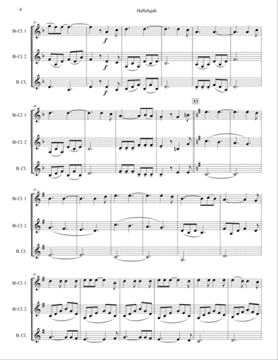 Hallelujah Woodwind Trio scores gallery preview page 4