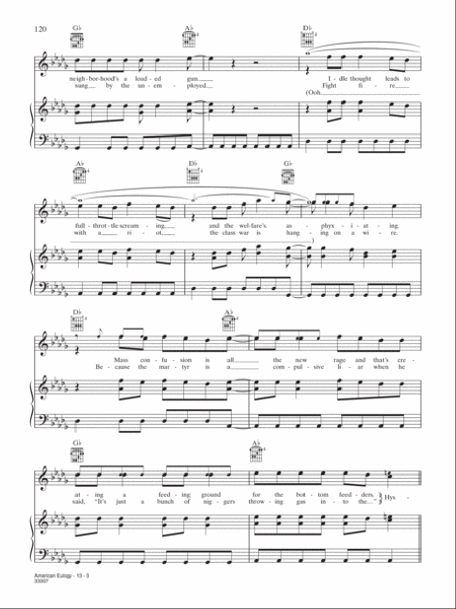 American Eulogy (A: Mass Hysteria B: Modern World) Piano, Vocal, Guitar scores gallery preview page 3