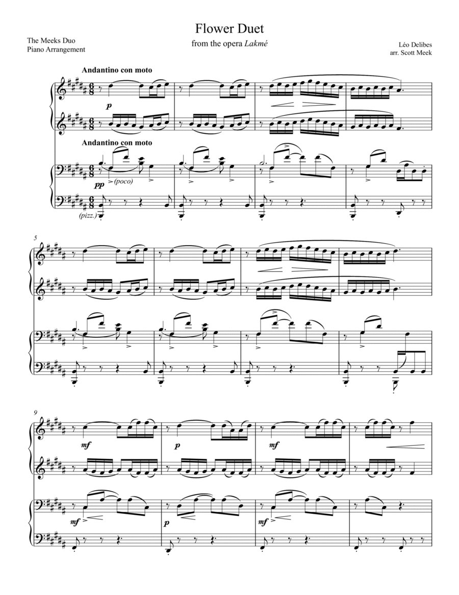 Flower Duet from Lakmé Score and Parts scores gallery preview page 1