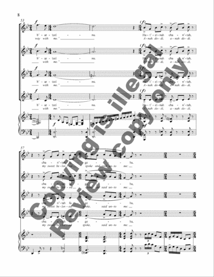 Songs of My Beloved: 3. Anah Dodi, V'amar Li (My Beloved Spoke to Me) SSAA scores gallery preview page 15