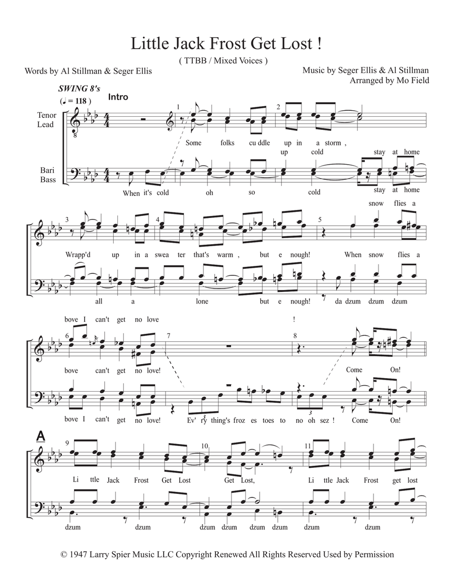Little Jack Frost (get Lost) 4-Part scores gallery preview page 1