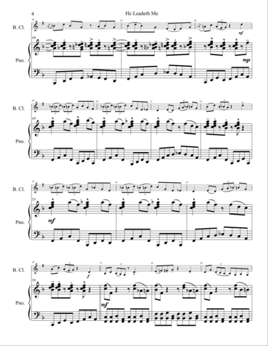 He Leadeth Me for Bass Clarinet Bass Clarinet scores gallery preview page 5