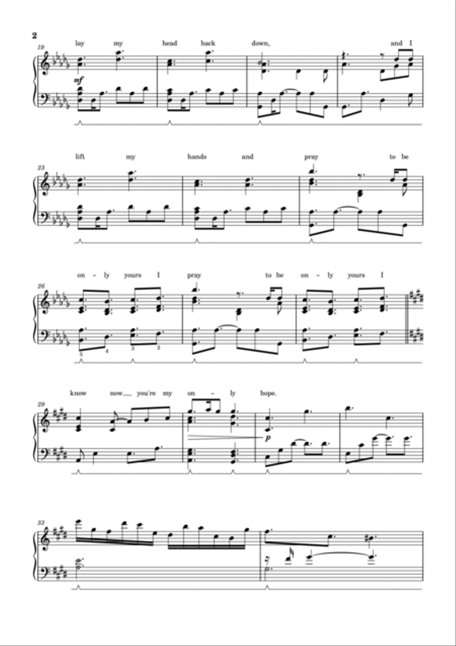 Only Hope Piano Solo scores gallery preview page 2