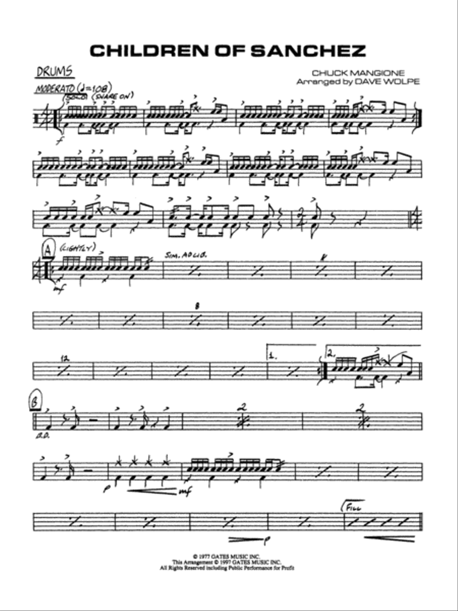 Children of Sanchez: Drums Jazz Ensemble scores gallery preview page 1