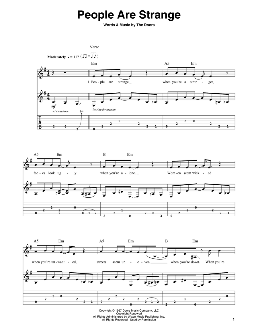 People Are Strange People Are Strange Acoustic Guitar scores gallery preview page 1