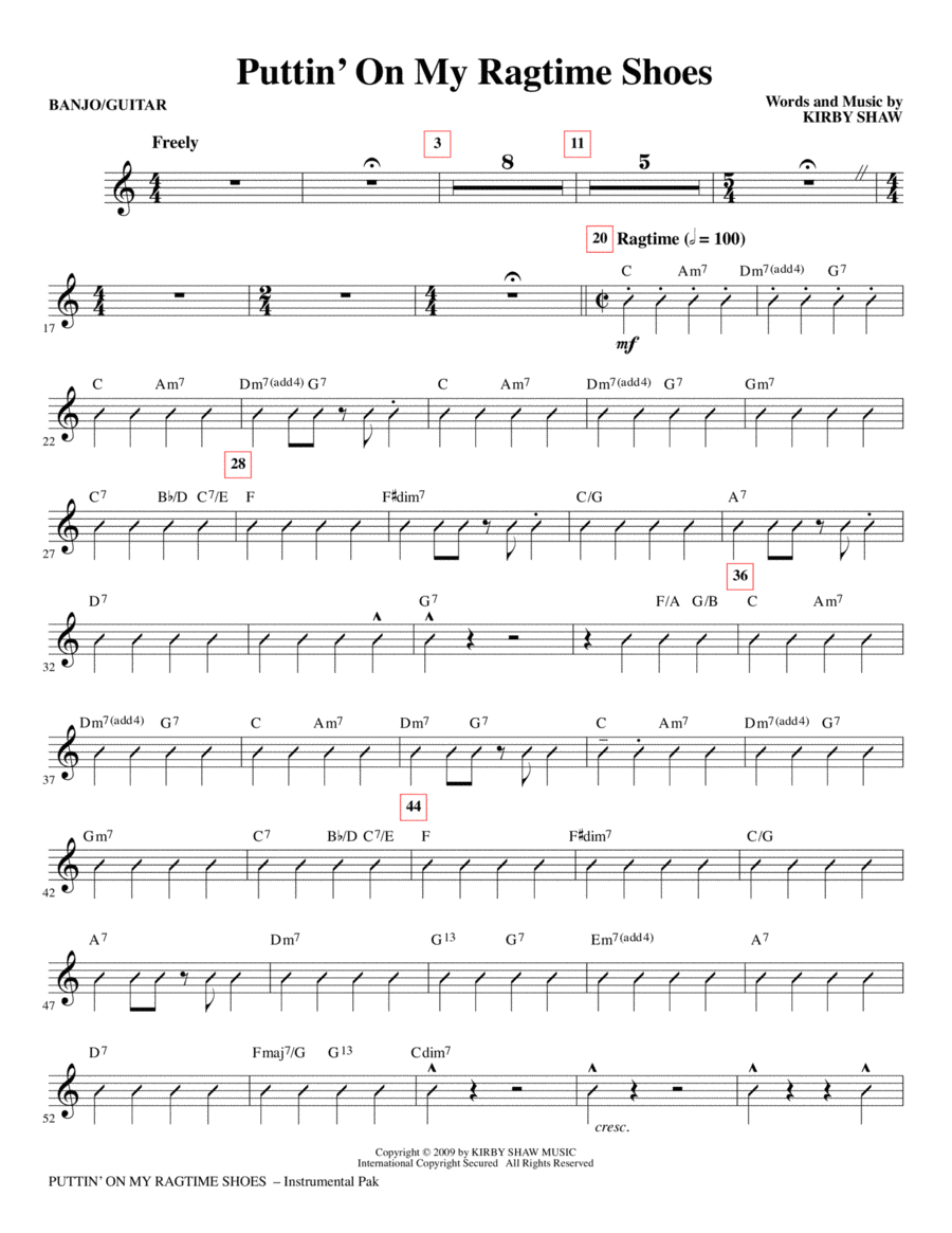 Puttin' On My Ragtime Shoes - Guitar/Banjo Choir scores gallery preview page 1