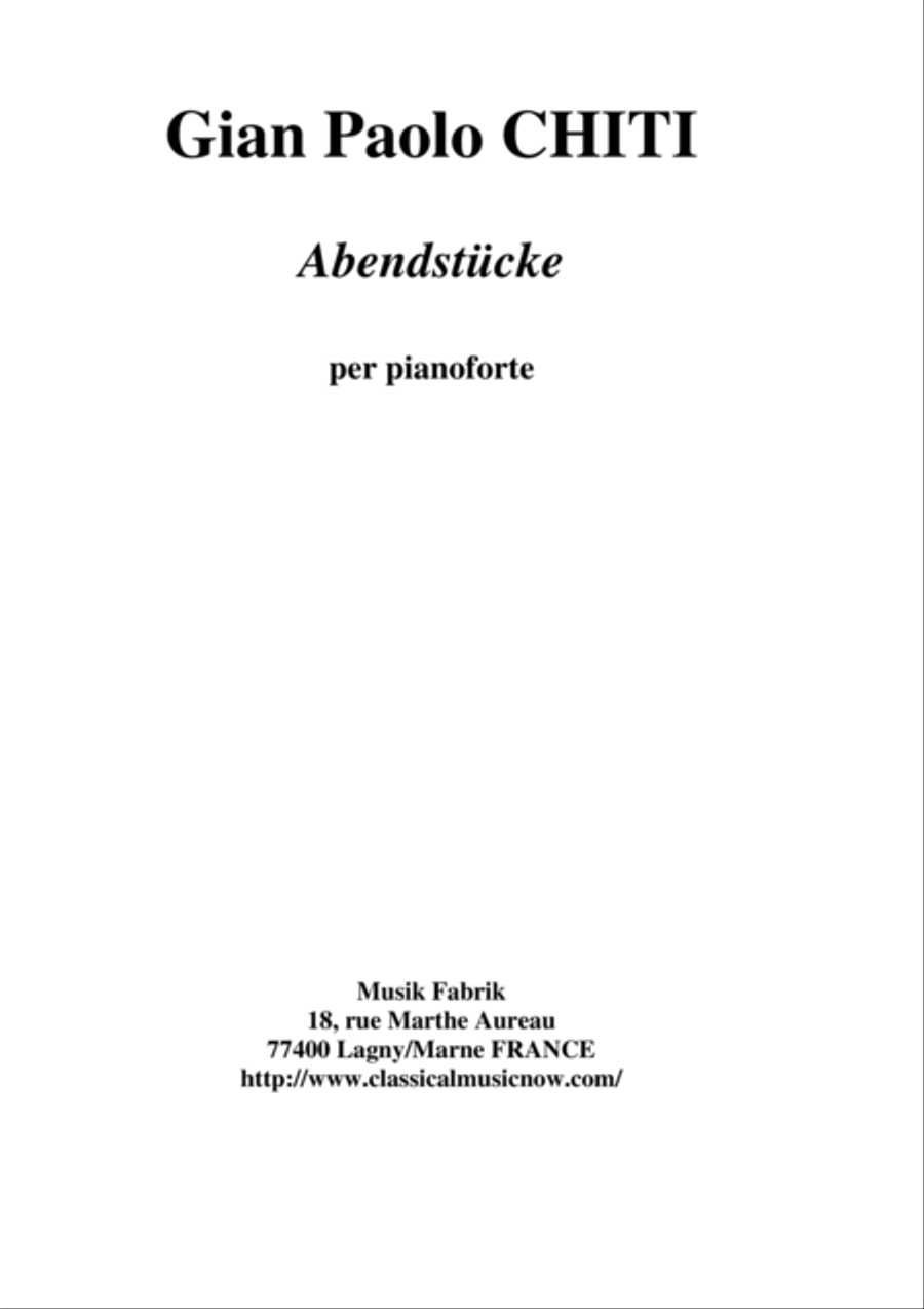 Gian Paolo Chiti: Abendstück for piano solo Piano Solo scores gallery preview page 1