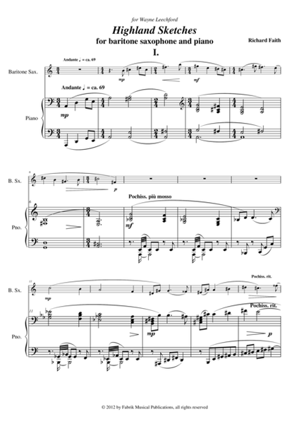 Richard Faith : Highland Sketches for baritone saxophone and piano