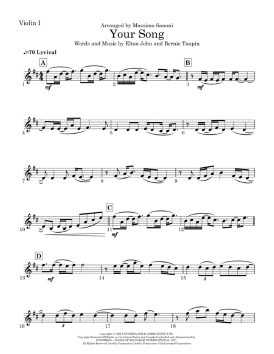 Your Song String Quartet scores gallery preview page 1