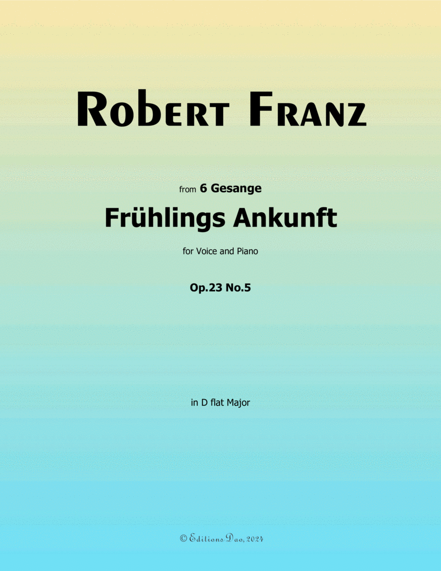 Fruhlings Ankunft, by Robert Franz, in D flat Major Voice scores gallery preview page 1