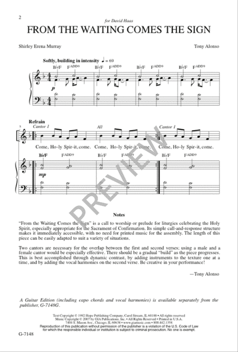 From the Waiting Comes the Sign 4-Part scores gallery preview page 2