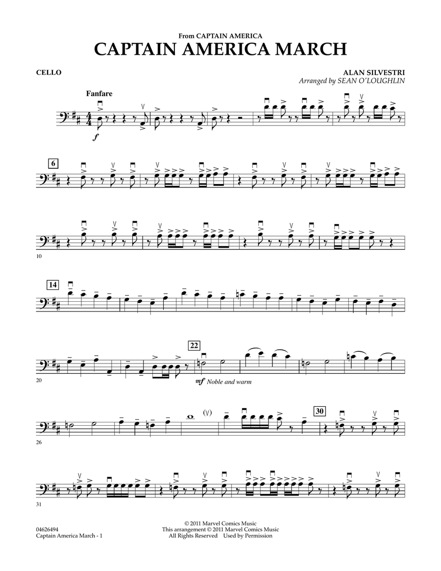 Captain America March - Cello Orchestra scores gallery preview page 1