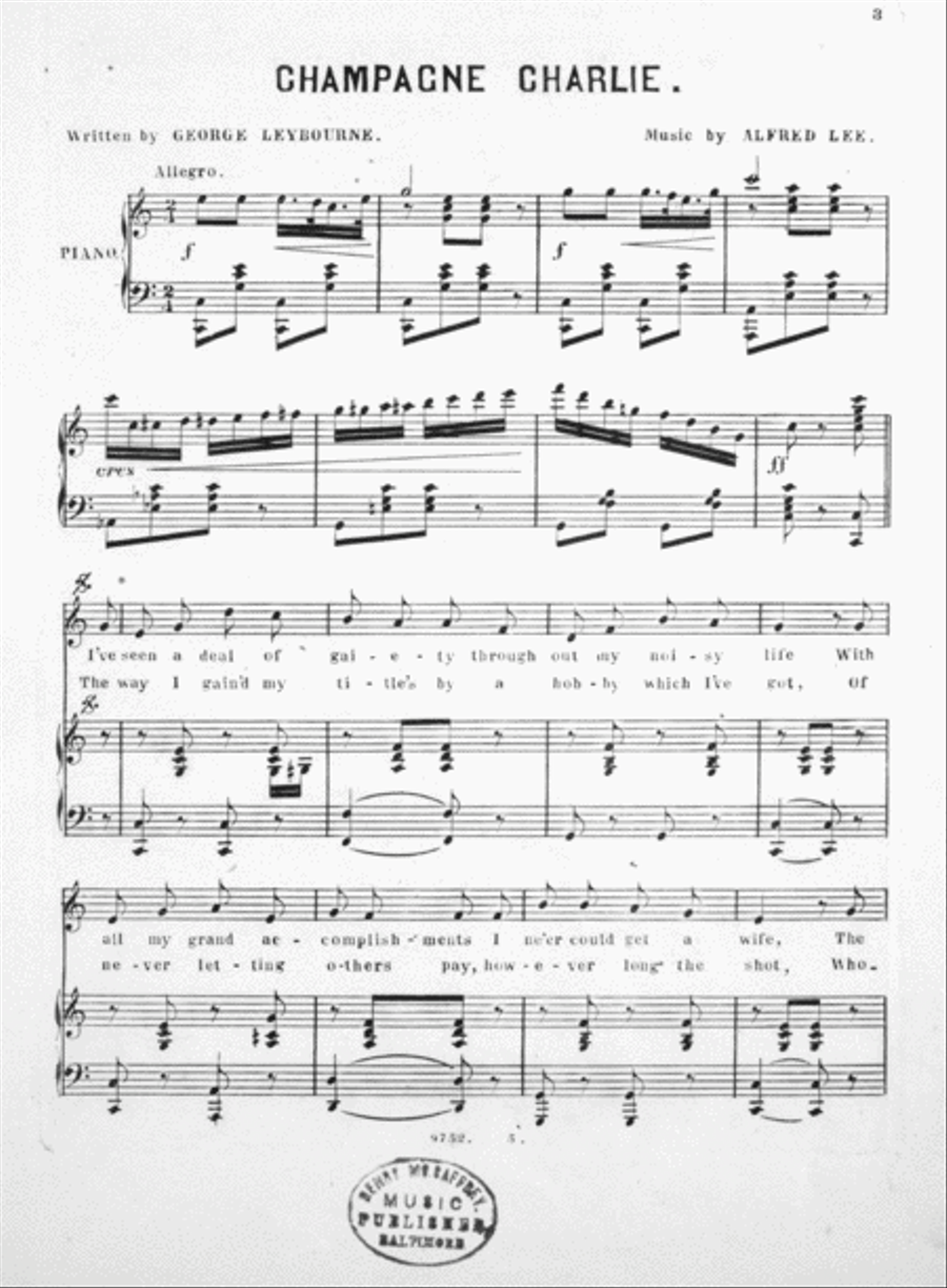 Champagne Charlie. Comic Song Voice scores gallery preview page 2