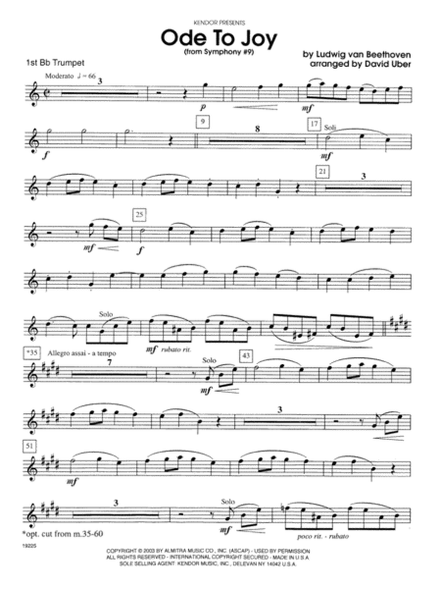Ode To Joy (From Symphony #9) - 1st Bb Trumpet