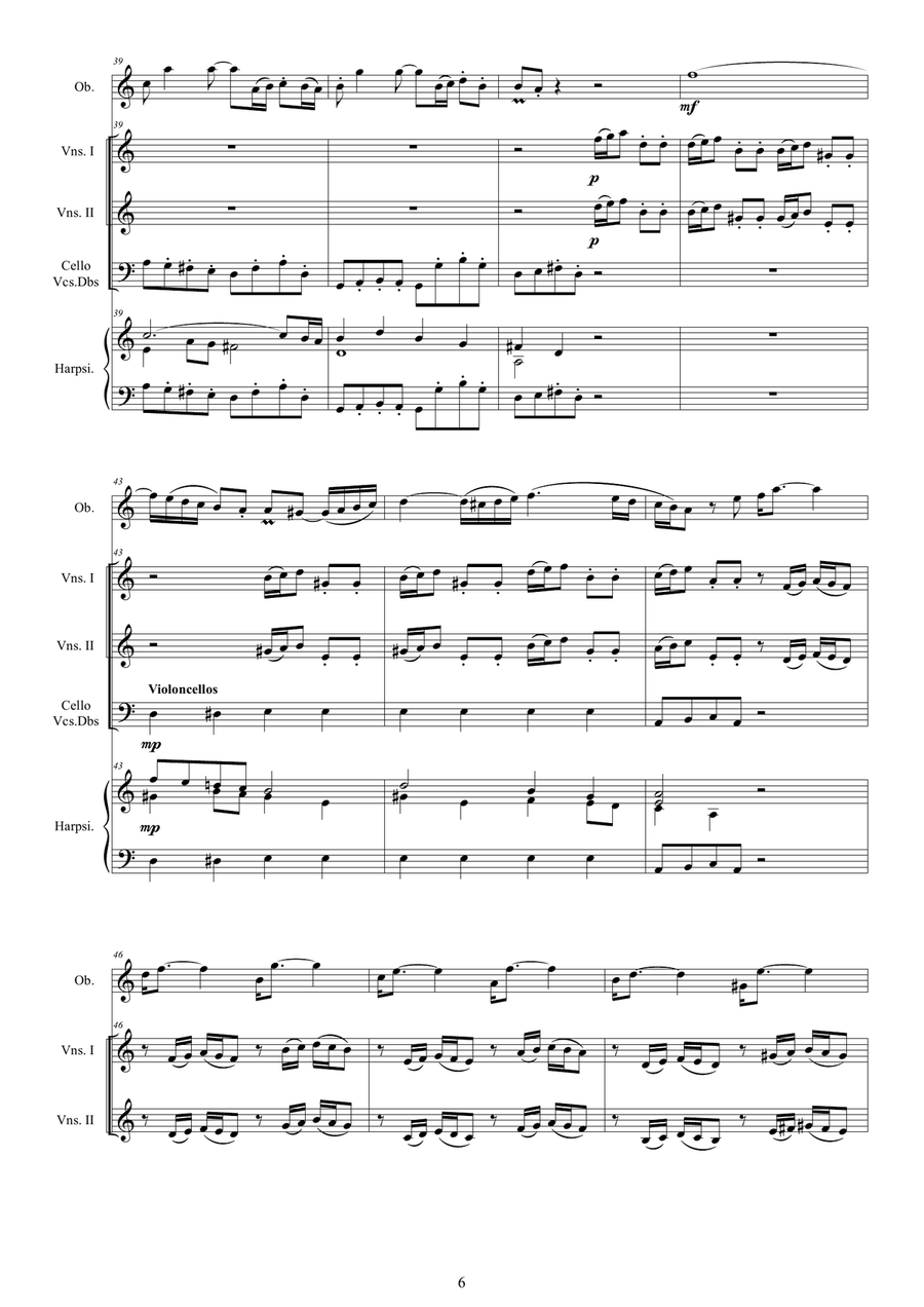 Vivaldi - Oboe Concerto in C major RV 451 for Oboe, Strings and Harpsichord Chamber Orchestra scores gallery preview page 6