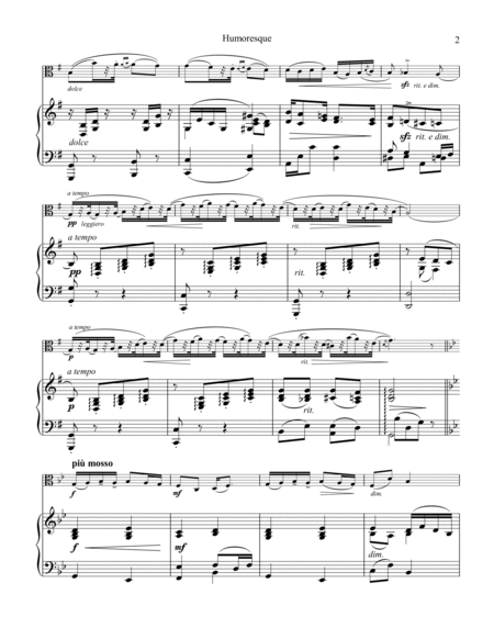 Humoresque, Op. 101, No. 7 for viola and piano image number null