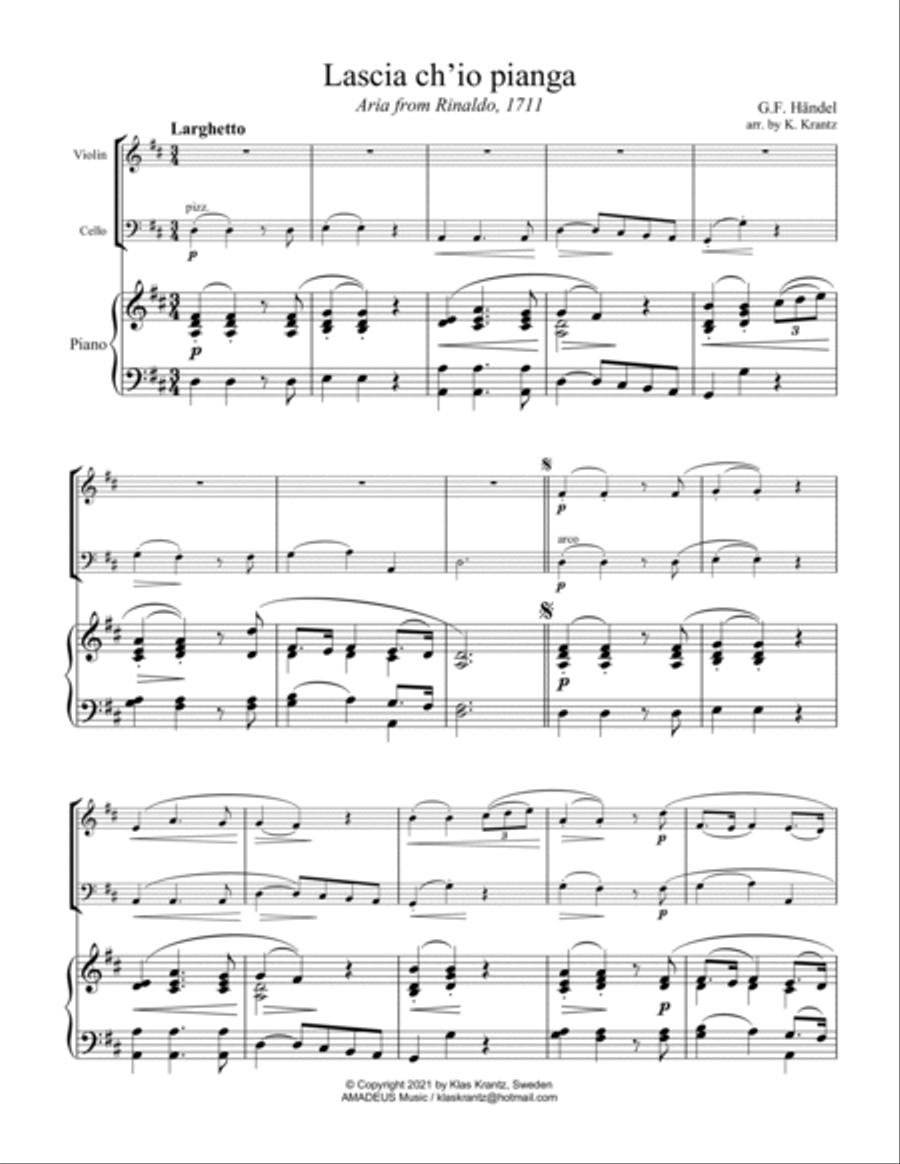 Aria - Lascia ch'io pianga for piano trio Aria - Lascia ch'io pianga for piano trio Piano Trio scores gallery preview page 2
