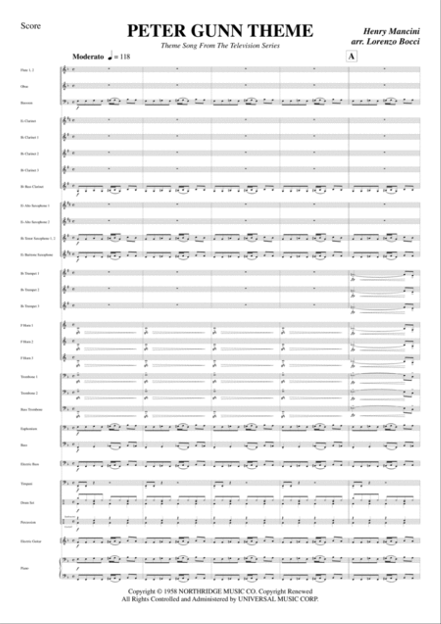 Peter Gunn Concert Band scores gallery preview page 3