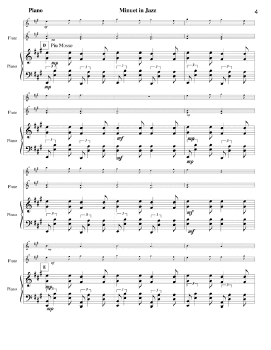 Minuet in Jazz for Flute, Violin and Piano Flute scores gallery preview page 5
