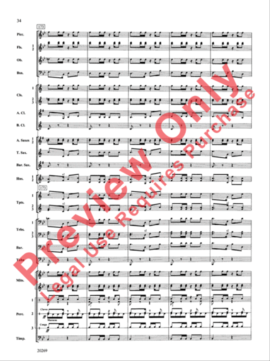 Night in the Tropics Concert Band scores gallery preview page 35