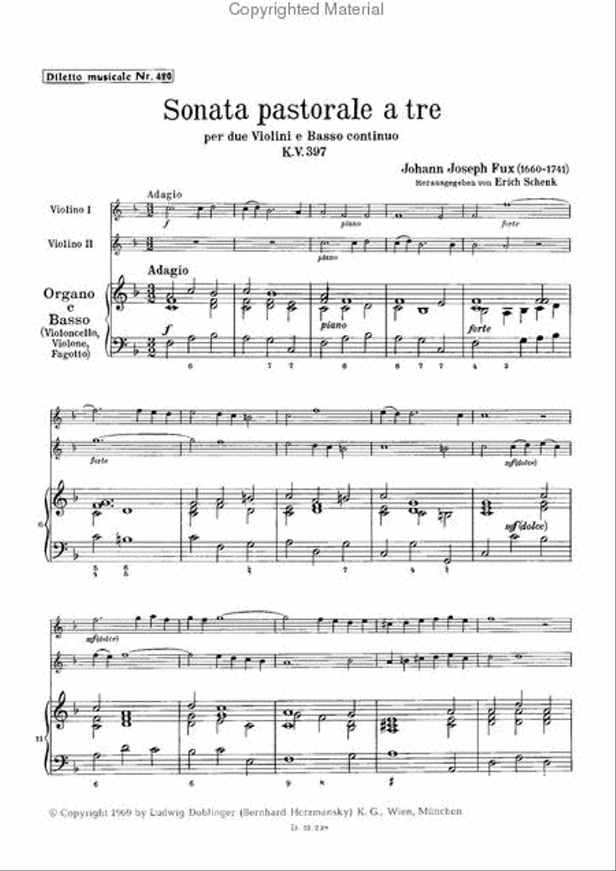 Sonata pastorale a tre F-Dur KV 397 Violin scores gallery preview page 2