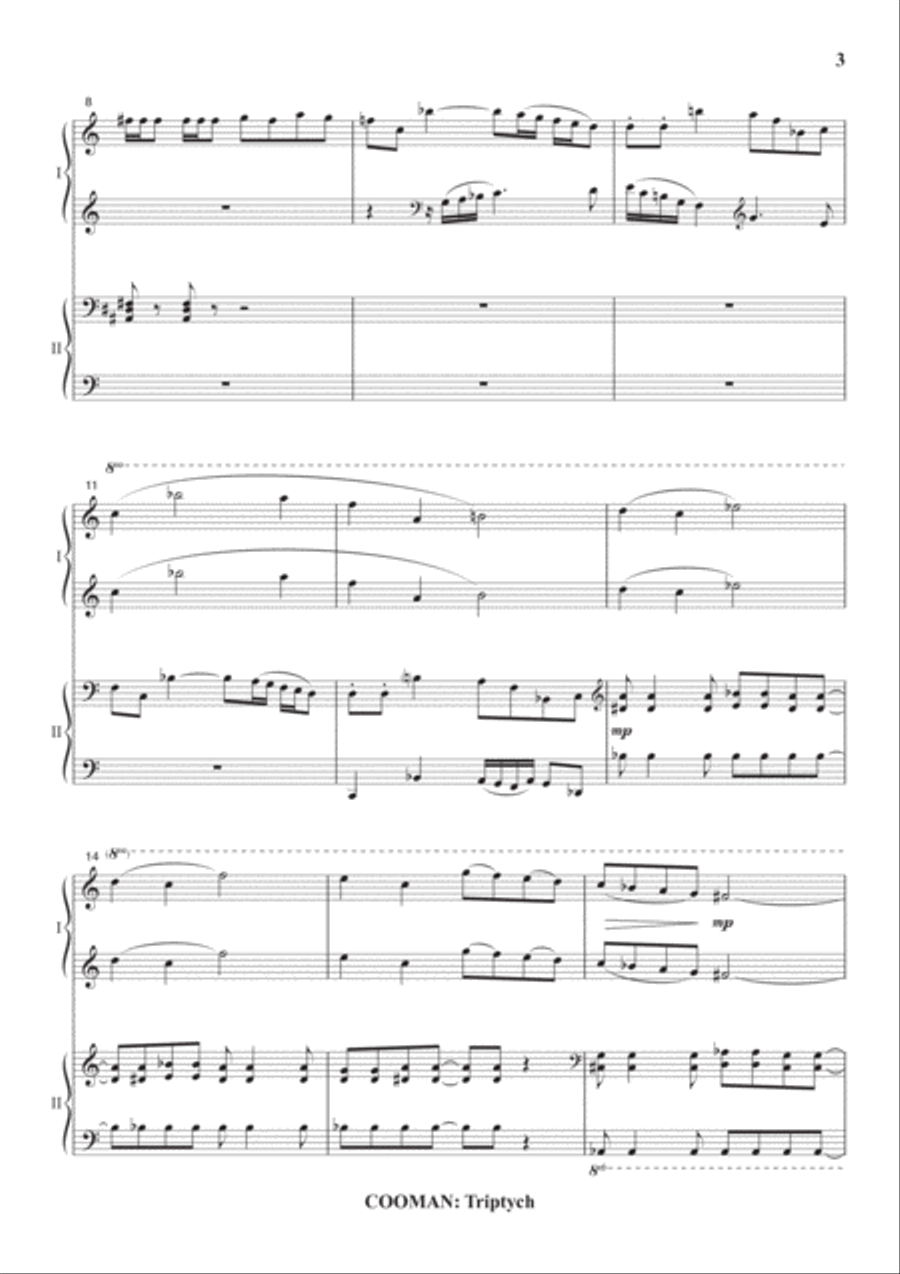 Carson Cooman: Triptych for piano 4-hands Piano Duet scores gallery preview page 3