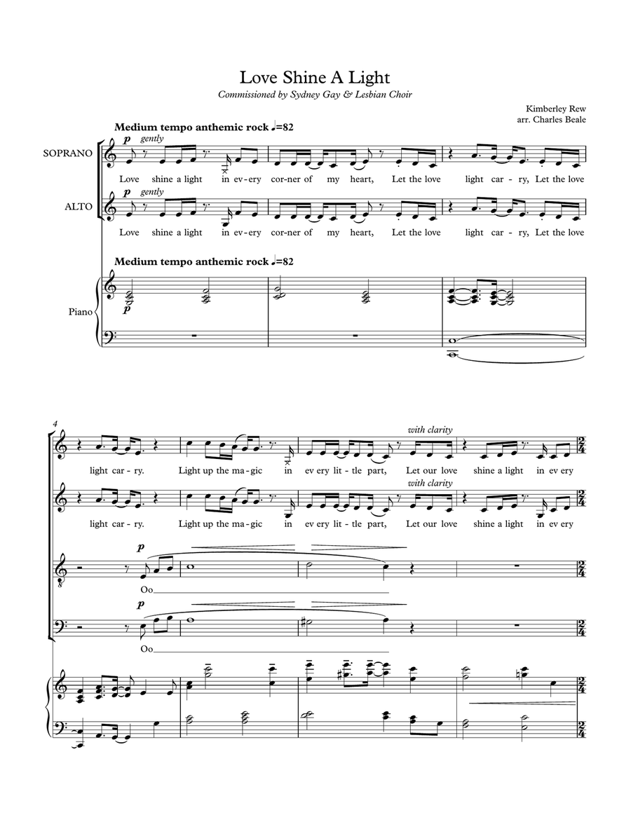 Love Shine A Light 4-Part scores gallery preview page 1