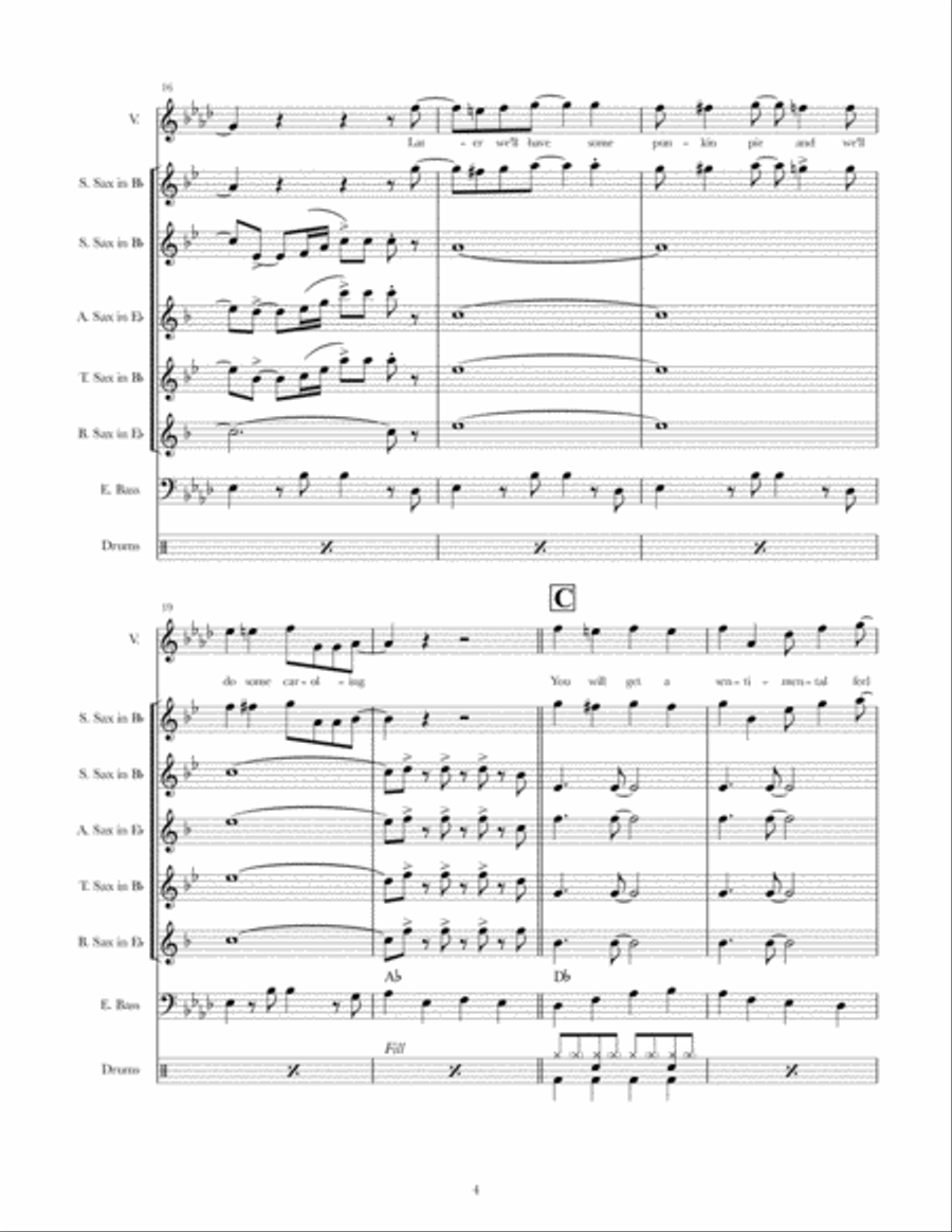 Rockin' Around The Christmas Tree Saxophone Quartet scores gallery preview page 4