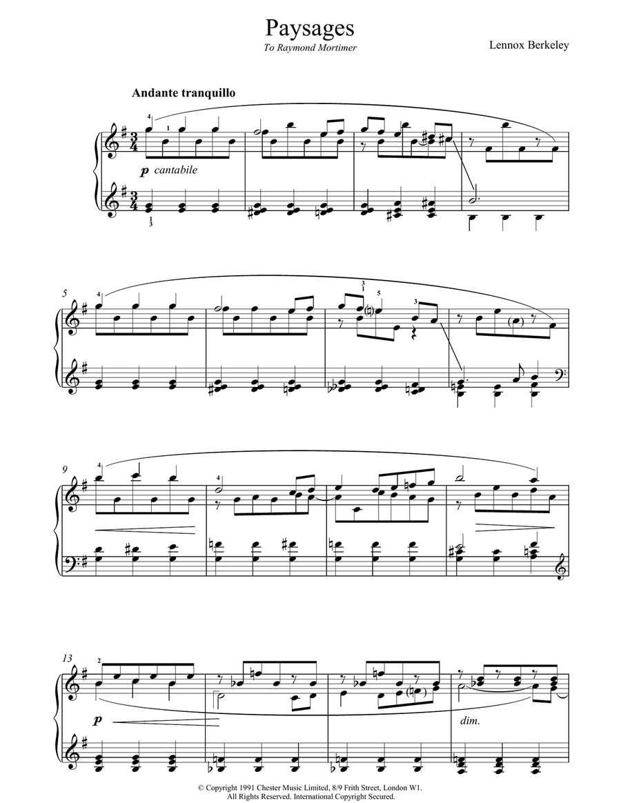 Paysage Piano Solo scores gallery preview page 1